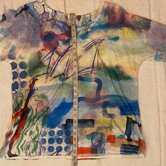 ET LOIS Artistic Multicolor Three Quarter Sleeve Blouse - Picture 8 of 11